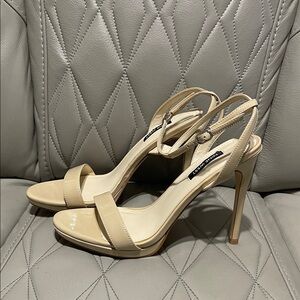 Nine West Cream Patent Slingback Stiletto Heels